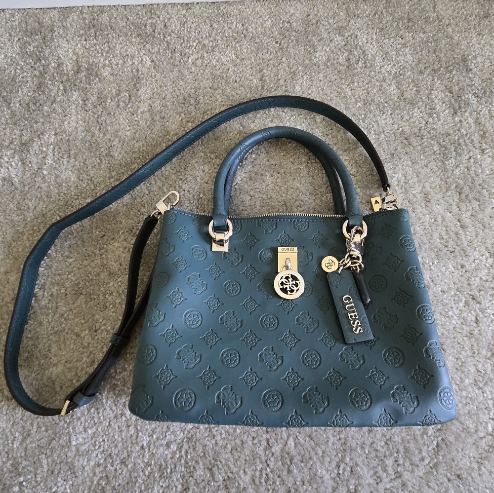 NEW Guess Ninnette Status Satchel in Pine (Green) Crossbody Handbag